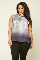 Forever21 Women's  Plus Size Skyline Graphic Top