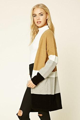 Forever21 Women's  Colorblock Longline Cardigan