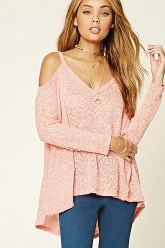 Forever21 Women's  Marled Knit Open-shoulder Top