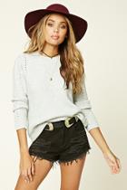 Forever21 Women's  Heather Grey Open-knit Sweater