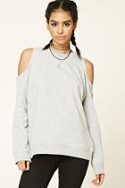 Forever21 Women's  Heather Grey Open-shoulder Sweatshirt