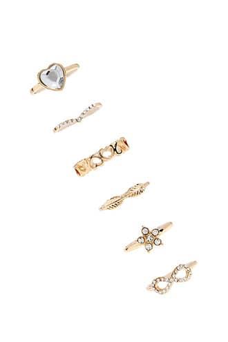 Forever21 Faux Gem & Cutout Ring Set