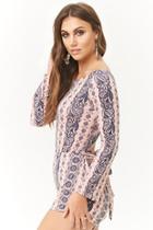 Forever21 Twist-back Ornate Print Romper