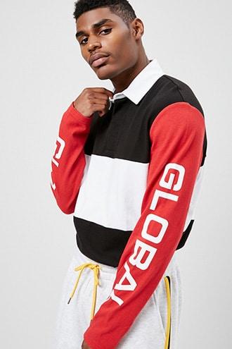 Forever21 Global Graphic Colorblock Polo