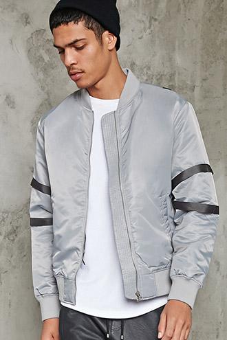 21 Men Men's  Strappy Bomber Jacket