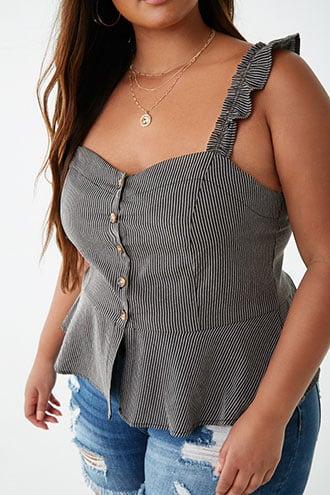 Forever21 Plus Size Seersucker Striped Top