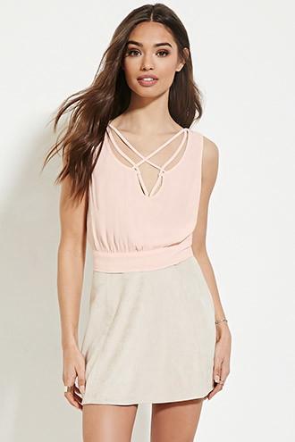 Forever21 Women's  Crisscross Tie-back Top