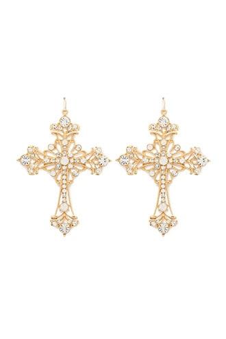 Forever21 Rhinestone-embellished Cross Drop Earrings