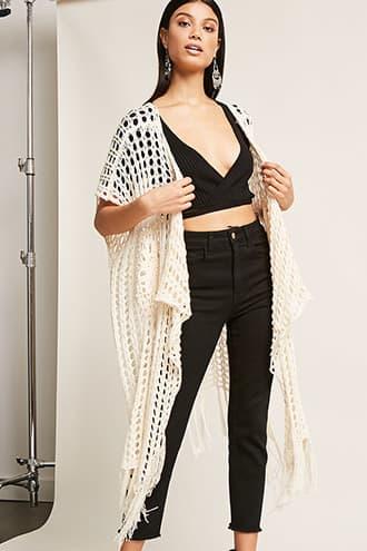 Forever21 Open-knit Fringe Cardigan
