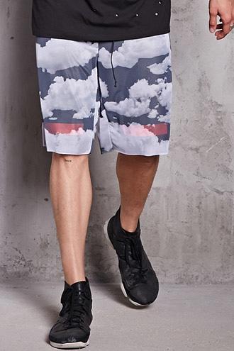 Forever21 Mesh Knit Cloud Print Shorts