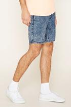 21 Men Men's  Acid Wash Denim Shorts