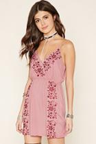 Forever21 Women's  Floral Embroidered Cami Dress