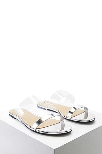 Forever21 Metallic Clear Strap Slides