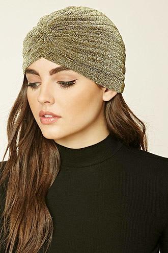 Forever21 Women's  Glitter Knit Twist-front Beanie