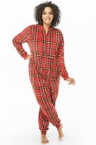 Forever21 Plus Size Fuzzy Plaid Jumpsuit