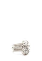 Forever21 Rhinestone Ring Set (silver/clear)