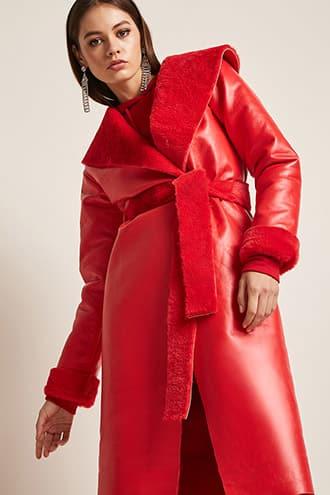 Forever21 Faux Leather Trench Coat