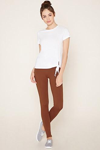 Forever21 Women's  Chestnut Heathered Knit Leggings