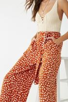 Forever21 Belted Cheetah Print Wide-leg Pants