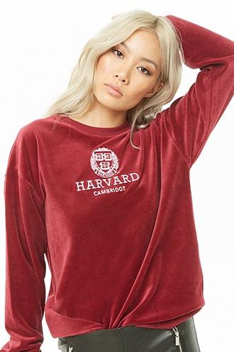 Forever21 Velour Harvard Graphic Top