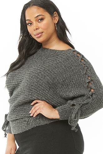 Forever21 Plus Size Lace-up Dolman Sweater