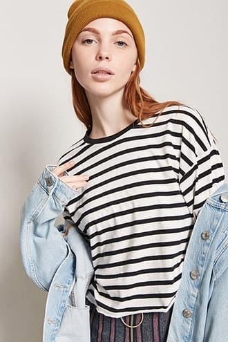 Forever21 Stripe Boxy Tee