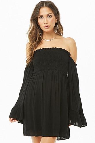 Forever21 Smocked Off-the-shoulder Mini Dress