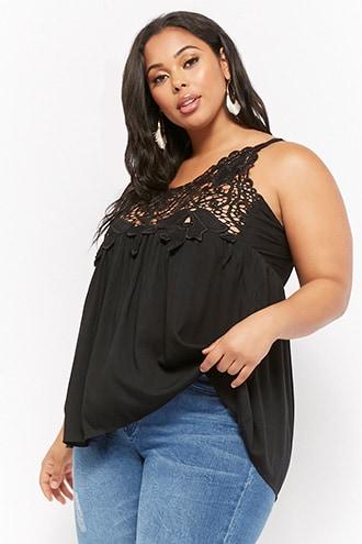 Forever21 Plus Size Crochet-trim Babydoll Cami