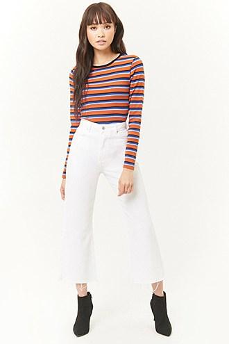 Forever21 Wide-leg Frayed Jeans