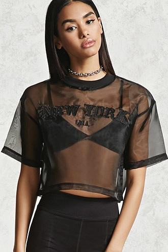 Forever21 New York Sheer Crop Top