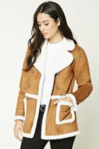 Forever21 Women's  Camel Faux Shearling-lined Coat