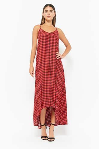 Forever21 Gingham High-low Maxi Dress