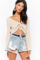 Forever21 Ruched Bell-sleeve Crop Top