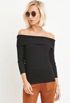 Forever21 Women's  Ribbed Off-the-shoulder Top (black)