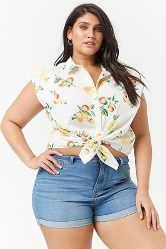 Forever21 Plus Size Fruit Print Button-front Shirt