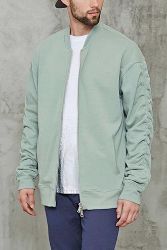 Forever21 Ruched-sleeve Bomber Jacket