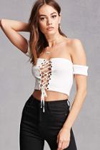 Forever21 Ribbed Lace-up Crop Top