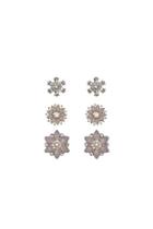 Forever21 Rhinestone & Flower Stud Earring Set