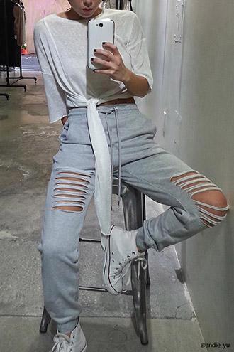 Forever21 Women's  Ladder-cutout Sweatpants