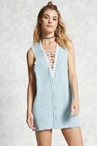 Forever21 Frayed Lace-up Denim Dress