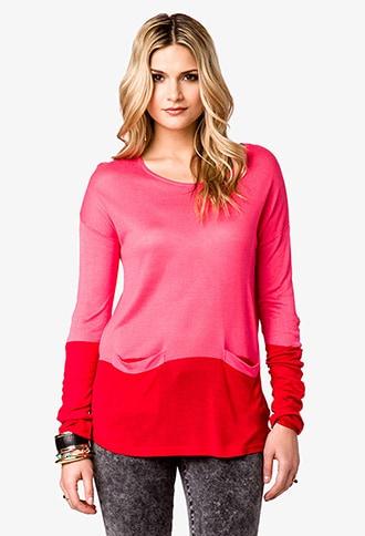 Forever21 Colorblocked Button Tab Sweater
