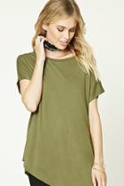 Love21 Women's  Olive Contemporary Asymmetrical Tee