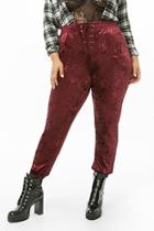 Forever21 Plus Size Lace-up Crushed Velvet Pants