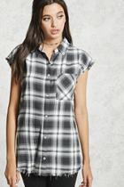 Forever21 Frayed Plaid Buttoned Shirt