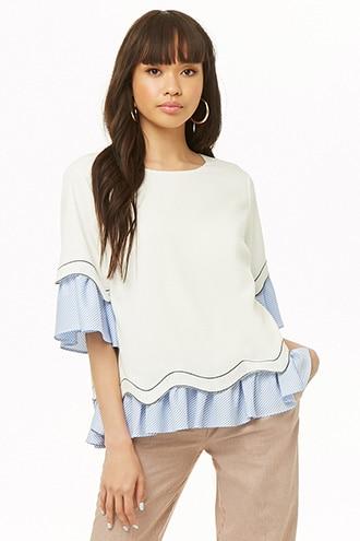 Forever21 Pinstriped-trim Combo Top