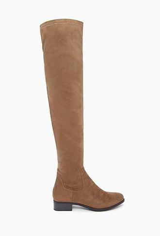 Forever21 Women's Over-the-knee Faux Suede Boots (olive)