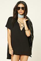 Forever21 Women's  Black Strappy Plunging Tunic