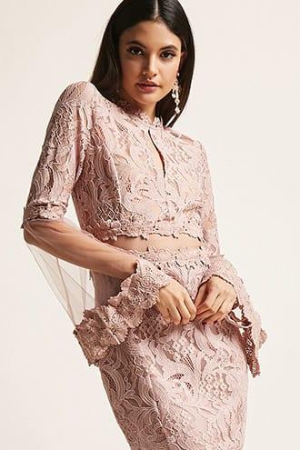 Forever21 Sheer Lace Mesh-panel Dress