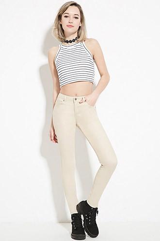 Forever21 Women's  Khaki Mid-rise Skinny Jeans