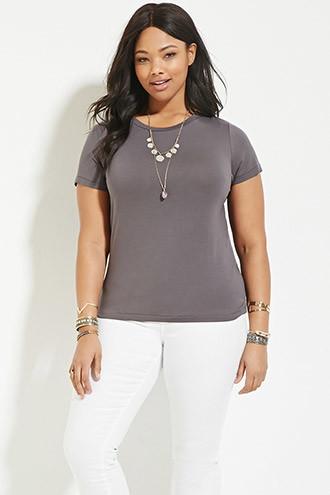 Forever21 Plus Women's  Dark Grey Plus Size Classic Tee
